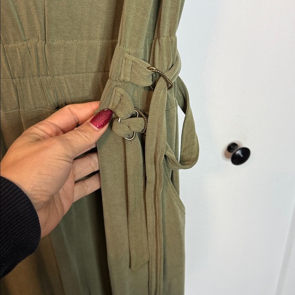 Anthropologie Brand Saturday Sunday | Olive Green Sleeveless Jumpsuit Romper - M - Picture 4 of 6